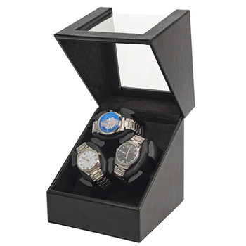 Winder pentru ceasuri cu 3 compartimente, piele, complet automat, construcție MDF+PU, cu capac, model SKW113PU-3W/AM