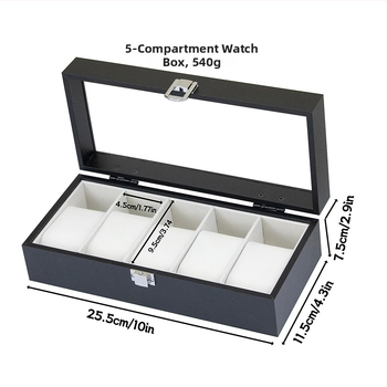 Cutie din lemn pentru ceasuri, 6 compartimente, cu skylight, MDF+PVC, model A135-b-5