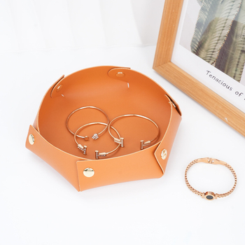 Kör alakú PU bőr tároló – Asztali rendező smink és ékszerek számára – Skandináv stílus