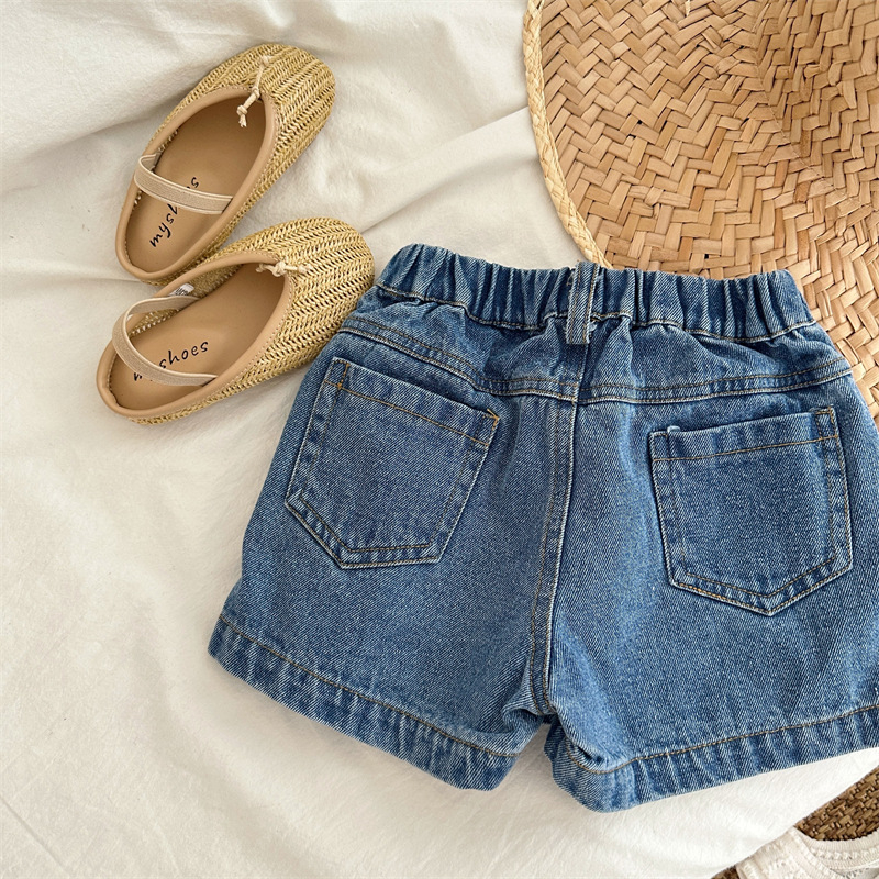 Lányoknak készült denim A-vonalú szoknya masnis hímzéssel, 92% pamut, egyszerű mintázat, nyár.