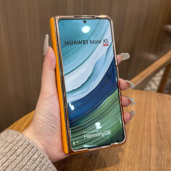 Usmile husă flip pentru Huawei Mate X5 – Piele naturală, Stil minimalist, Placare electroplatină, Protecție anti-cădere