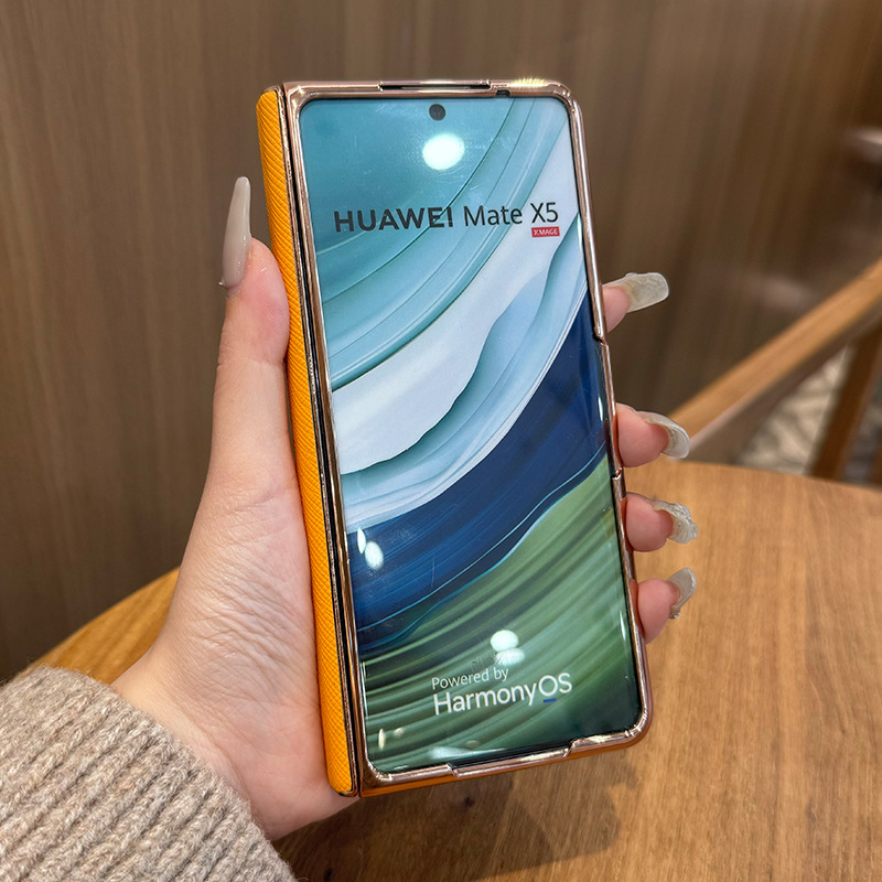 Usmile husă flip pentru Huawei Mate X5 – Piele naturală, Stil minimalist, Placare electroplatină, Protecție anti-cădere
