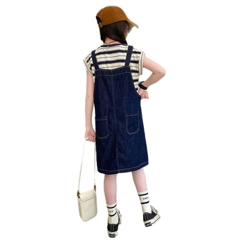 Dječji denimski dvodijelni set, ljeto 2025, pamuk, korejski stil, kratkih rukava