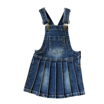 Kislányoknak szóló denim pliszírozott pántos szoknya, japán stílus, 65% pamut, puha anyag