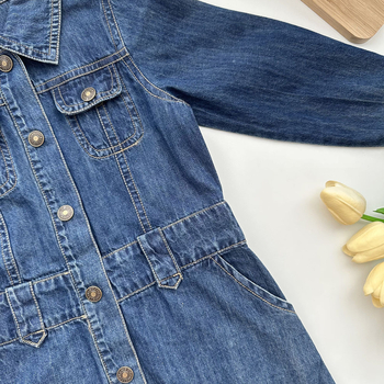 Rochie denim pentru fetițe, 100% bumbac, primăvară, casual, pentru vârsta 1-3 ani