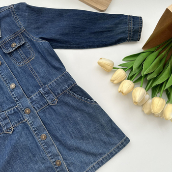 Rochie denim pentru fetițe, 100% bumbac, primăvară, casual, pentru vârsta 1-3 ani