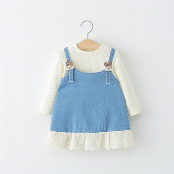 Dječja haljina od pamuka s dugim rukavima, princes stil, za uzrast 1–3 godine, proljeće i jesen