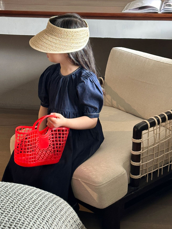 Rochie din denim în stil coreean pentru fete, croială A-line, țesătură subțire, culoare solidă, pentru copii de 3–8 ani, Primăvara 2024, brand Jutian