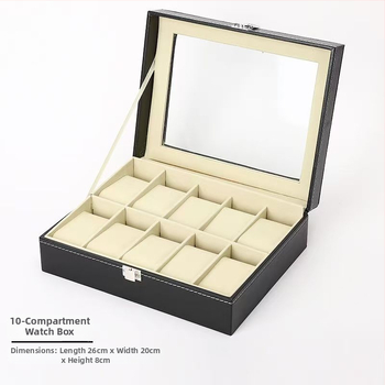 Cutie din piele pentru ceasuri, pentru bărbați, cu 10 compartimente, spațiu mare, depozitare cu mai multe compartimente, cutie de prezentare accesorii