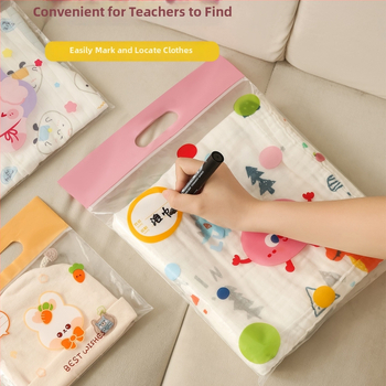 Sac de depozitare pentru haine de grădiniță, model 985, material mătase cu imprimeu floral, capacitate 0-5 L, stil universal, funcție de sigilare