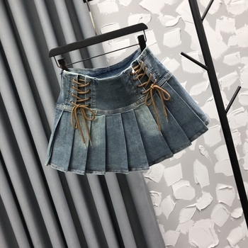 Dječja denim suknja u korejskom stilu, plisirana A-linija, s elastičnim pojasom, ljetni model