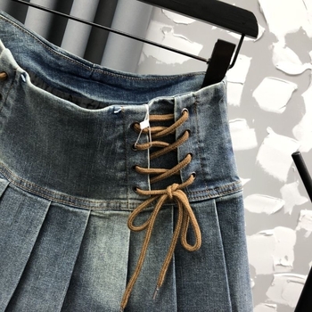 Dječja denim suknja u korejskom stilu, plisirana A-linija, s elastičnim pojasom, ljetni model