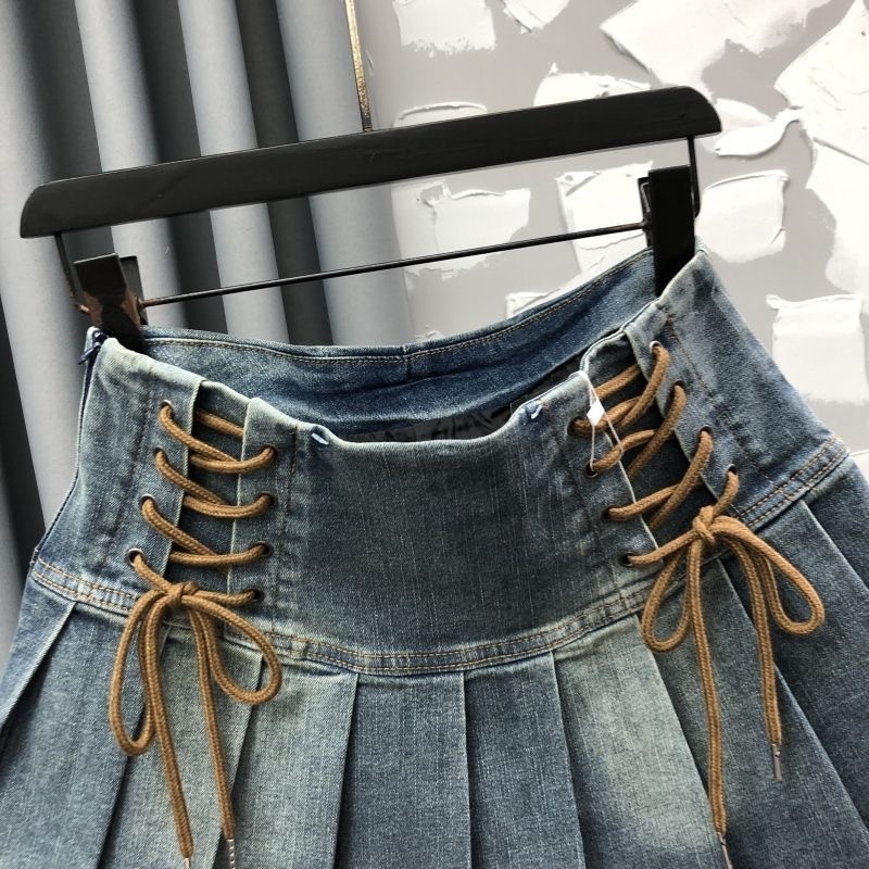 Dječja denim suknja u korejskom stilu, plisirana A-linija, s elastičnim pojasom, ljetni model