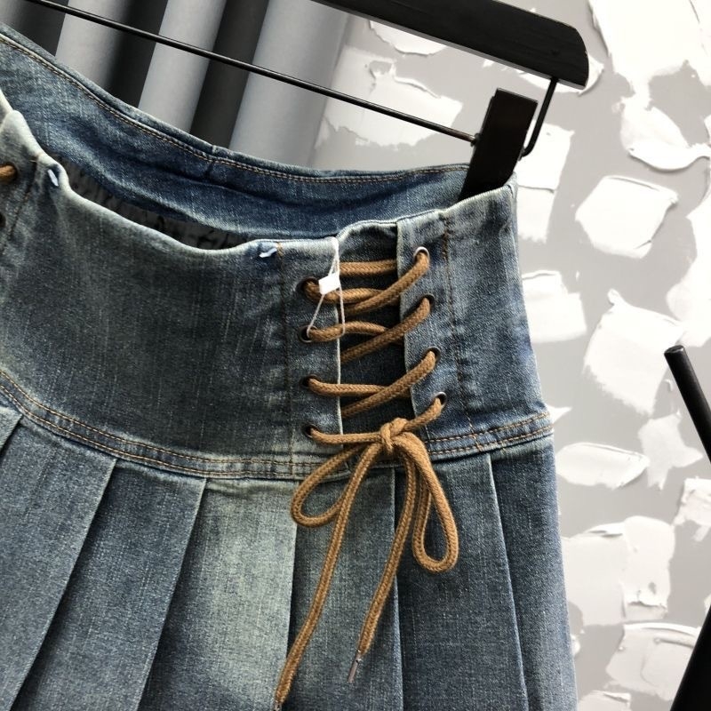 Dječja denim suknja u korejskom stilu, plisirana A-linija, s elastičnim pojasom, ljetni model