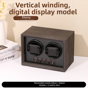Sipofu înfășurător de ceasuri din lemn cu două compartimente, mișcare automată, cutie de afișaj dreptunghiulară, personalizare disponibilă, set de 6 bucăți