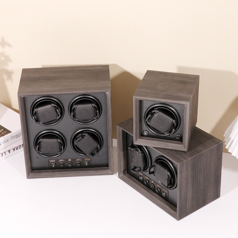 Sipofu înfășurător de ceasuri din lemn cu două compartimente, mișcare automată, cutie de afișaj dreptunghiulară, personalizare disponibilă, set de 6 bucăți