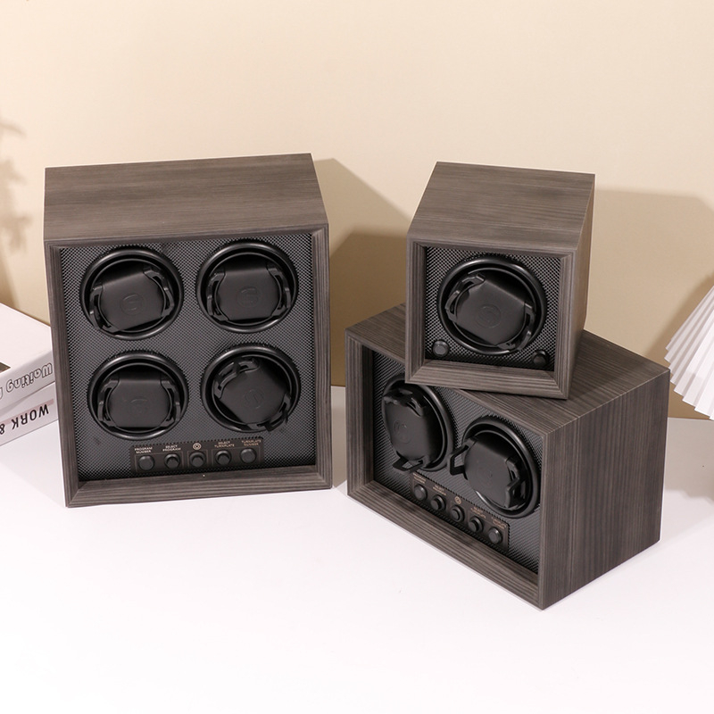 Sipofu înfășurător de ceasuri din lemn cu două compartimente, mișcare automată, cutie de afișaj dreptunghiulară, personalizare disponibilă, set de 6 bucăți