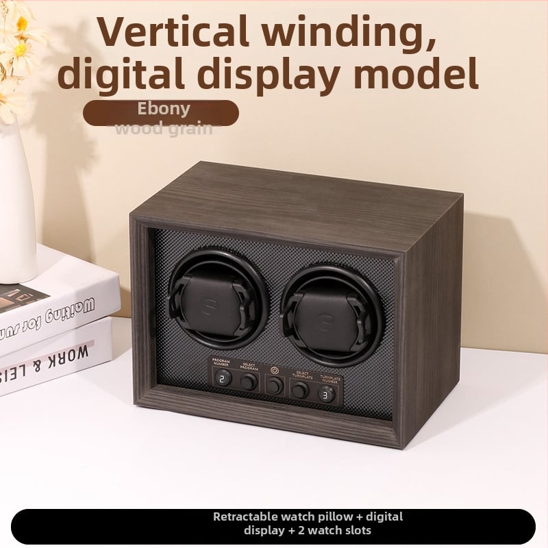 Sipofu înfășurător de ceasuri din lemn cu două compartimente, mișcare automată, cutie de afișaj dreptunghiulară, personalizare disponibilă, set de 6 bucăți