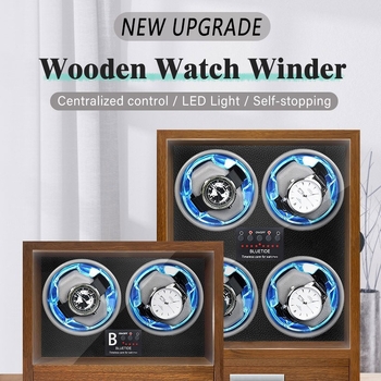 Medinė laikrodžių dėžutė su automatinio vyniojimo mechanizmu, anti-magnetinė, ultra tylus, dviejų laikrodžių saugojimui