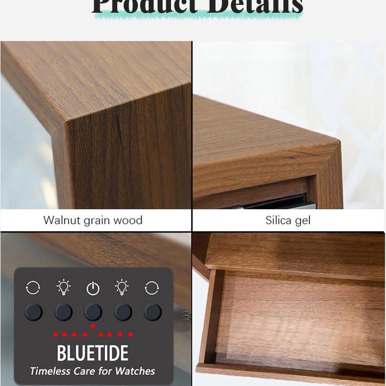 Medinė laikrodžių dėžutė su automatinio vyniojimo mechanizmu, anti-magnetinė, ultra tylus, dviejų laikrodžių saugojimui