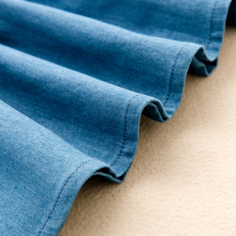 Dječja haljina za djevojčice s prugama i mornarskim ovratnikom, dugi rukavi, 95% pamuk, denim color-block dizajn