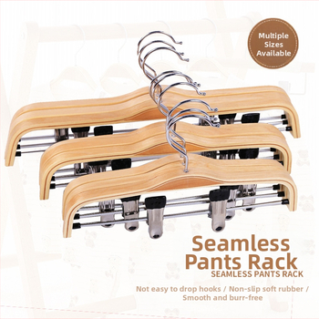 Umerașe din lemn pentru pantaloni cu clipsuri, design modern minimalist (Material: Lemn; Stil: Modern minimalist; Brand: Altul; Fără logo)