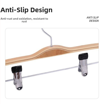 Umerașe din lemn pentru pantaloni cu clipsuri, design modern minimalist (Material: Lemn; Stil: Modern minimalist; Brand: Altul; Fără logo)