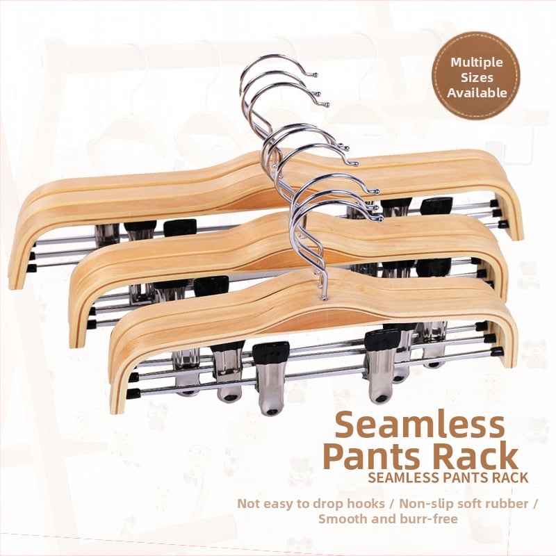 Umerașe din lemn pentru pantaloni cu clipsuri, design modern minimalist (Material: Lemn; Stil: Modern minimalist; Brand: Altul; Fără logo)