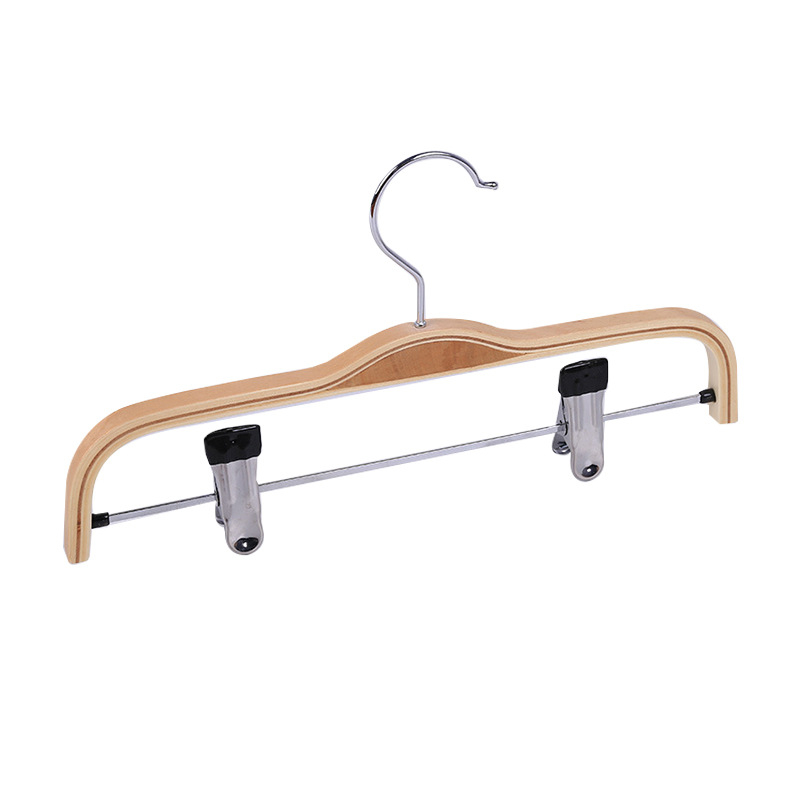 Umerașe din lemn pentru pantaloni cu clipsuri, design modern minimalist (Material: Lemn; Stil: Modern minimalist; Brand: Altul; Fără logo)