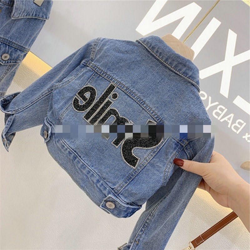 Dječji dvodijelni set od denima: kratki denim-top i suknja, dugi rukavi, jednostavne boje