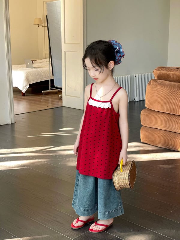 Koreai stílusú pántos ruha lányoknak, A-vonalú, virágos mintázat, pamut 95%