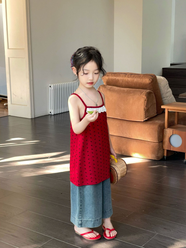 Koreai stílusú pántos ruha lányoknak, A-vonalú, virágos mintázat, pamut 95%