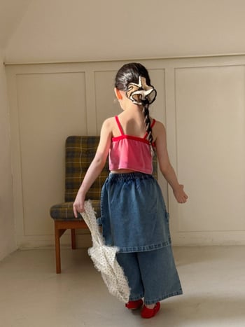 Κοριτσίστικη βελουρού camisol με τιράντες – Κορεατικό στυλ, απαλό ύφασμα, 3–8 ετών, Καλοκαίρι 2025