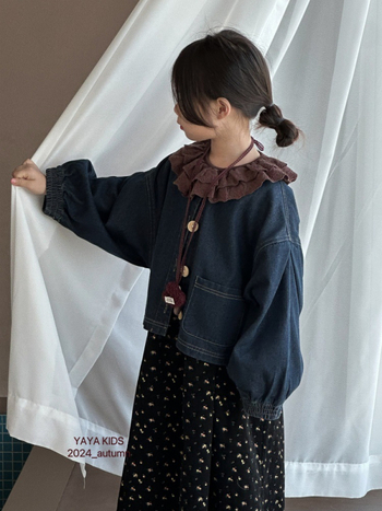 Lányoknak szóló koreai stílusú farmerdzseki, 95% pamut, ősz 2024 szezon, egyrészes gombos zárás, K-stílus