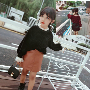 Fustă pentru fete din PU, stil coreean, potrivită pentru vârsta 3–8 ani.