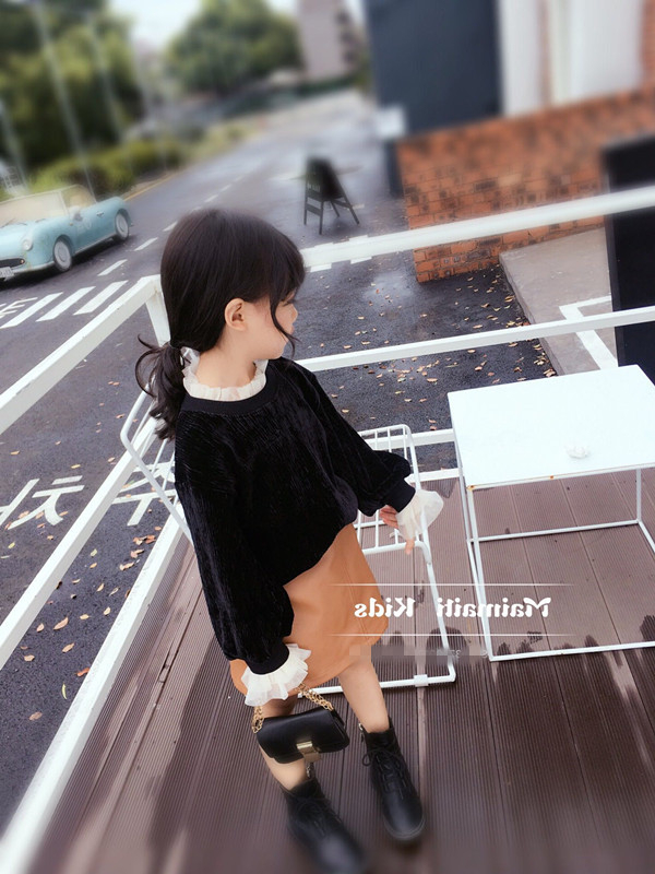 Fustă pentru fete din PU, stil coreean, potrivită pentru vârsta 3–8 ani.