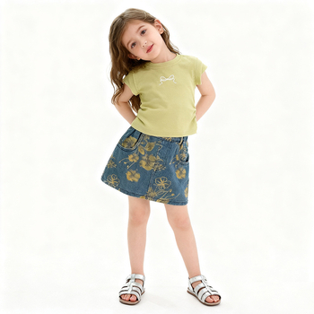 Két részes nyári denim szett lányoknak, ujjatlan, koreai stílusú