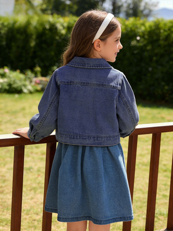 Lányoknak való farmerdzseki és ruha készlet, ujjatlan, virágos mintával, 3–8 éveseknek, tavasz–nyár