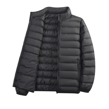 Мъжко леко пухено яке със Stand‑up яка, запълване 650, гъши пух, водо- и ветроустойчиво, свободна кройка, дължина 50–65 cm