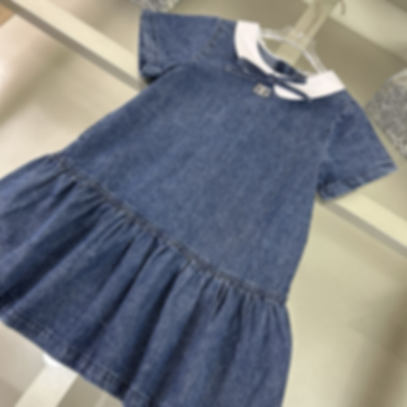 Gyerekeknek szóló pamut rövid ujjú ruha, hercegnő stílus, mintaszám 21571381, 3–8 éveseknek