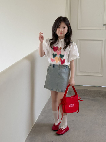 Fustă din denim, stil coreean pentru copii; croială slim; bumbac 50–70%; vara 2025; fete între 3 și 8 ani