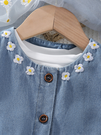 Két részes gyerekruha: ruha és légáteresztő rövid ujjú felső, pamut anyag, koreai stílus, 3–8 éves lányoknak, nyár/tavasz