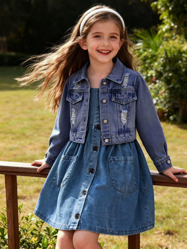 Lányoknak készült két darabos ruhaszett virágmintás pamutból, ujjatlan, 3–8 éveseknek