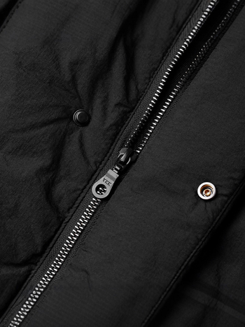 Дизайнерска колекция мъжко пухено яке с дълъг силует, качулка, пълнеж от бял гъши пух, пухкавост 600, топло