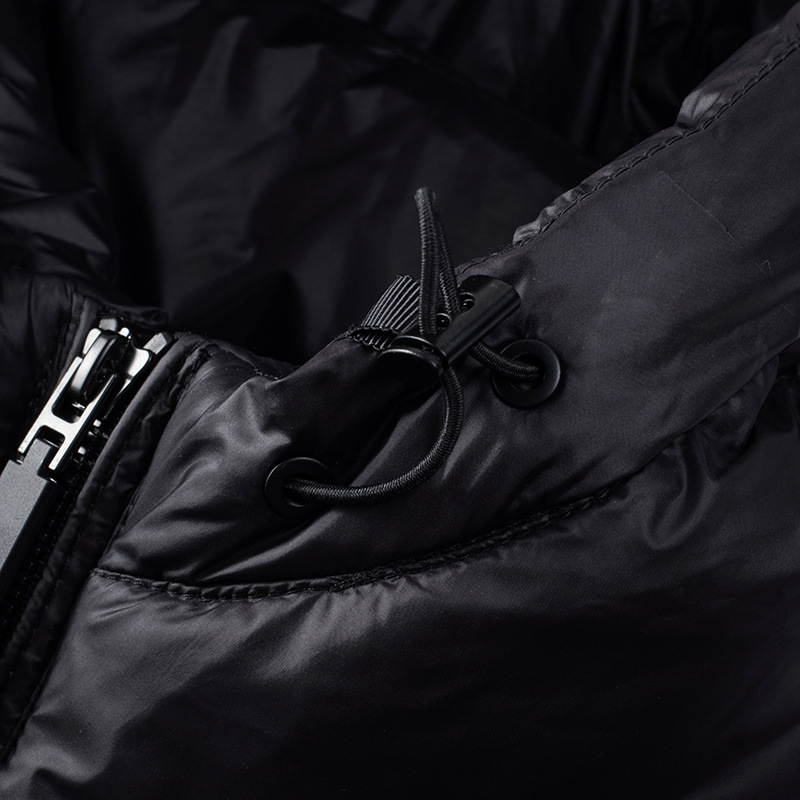 Мъжко яке с бял патеши пух, удебелено, с качулка и цип, 800 пълнеж