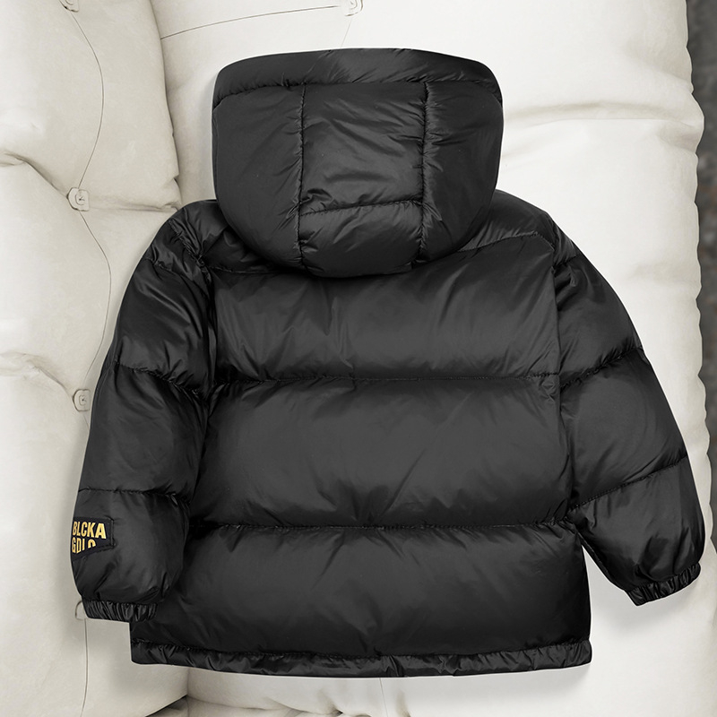 Gyerekeknek való pehelydzseki - Koreai stílus, tollal töltött, téli szezon, rövid fazon, laza szabás