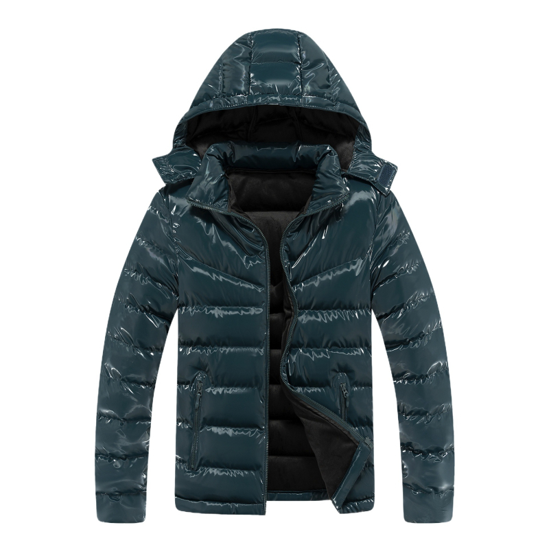 Muška jakna s poliesterskim punilom, kapuljom, sportski stil, uski kroj, zatvarač