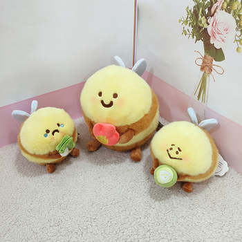 Λούτρινο μέλισσα κούκλα — ζωάκι με κοντή γούνα, γέμισμα PP βάμβακι, κατάλληλο για 7–14 ετών