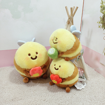 Λούτρινο μέλισσα κούκλα — ζωάκι με κοντή γούνα, γέμισμα PP βάμβακι, κατάλληλο για 7–14 ετών