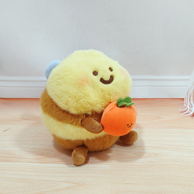 Λούτρινο μέλισσα κούκλα — ζωάκι με κοντή γούνα, γέμισμα PP βάμβακι, κατάλληλο για 7–14 ετών